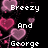 Pixelated heart shapes in pink and red float against a black background with white text reading 'Breezy And George 9/18/07' on the left side.