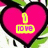 Two pink heart-shaped icons with yellow text boxes, one displaying 'I LOVE' and the other showing 'JOEY', surrounded by green leaves on a white background.