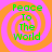 Four identical display green text 'Peace To The World' over orange and pink spiral backgrounds