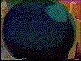 Animated sequence of a character holding a dark blue sphere, transitioning from a close-up to a full-body view with changing hand positions and facial expressions.