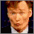 six pixelated showing a person in a dark suit with a white shirt, with text overlays changing