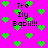 Pixelated green hearts float on a bright pink background with repeated text "Tre Ily Babii!!!" in black block letters.