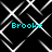 Four identical cyan text labels reading 'Brooke' appear over a black background with white geometric line patterns.