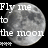 Pixelated moon image with white text overlay reading 'Fly me to the moon' on black background.