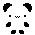 Four pixel-art panda frames arranged in a 2x2 contact sheet showing subtle facial expression changes across sampled animation frames.
