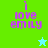 Four display 'i love emily' text with a star icon; top-left green background has cyan star, bottom-left cyan background has green star, top-right and bottom-right have green backgrounds with no star