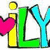 Pixelated icon featuring large stylized letters I, L, Y with a pink heart and yellow circle on white background.
