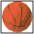 A basketball icon with a white background and black border, featuring an orange ball with dark brown lines.