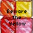 pixelated squares with striped patterns and overlaid text reading "Beware the Yellow" on left and "Starbursts and the Bed bugs" on right