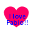 Four identical pink heart-shaped icons with blue text reading "I love Fabio!!" arranged in a on white background
