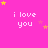 A bright pink background displays multiple 'i love you' text blocks with yellow and pink stars scattered throughout.
