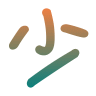 Two stylized Japanese characters with gradient and pixelated effects on a gray background.