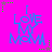 Bright pink background with blue text reading "I LOVE MY MOMMA" arranged in a stacked layout, surrounded by scattered green and gray star-shaped pixels.