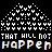 Animated sequence of repeating text and pixelated shapes on black background with color shifts.