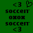 Green background with black pixelated text and symbols arranged in a vertical pattern, including '<3' and 'soccent' repeated with a heart symbol in the top-left corner.