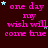 Dark red background with pink text reading "one day my wish will come true" and small stars in light blue and gray scattered across the text.