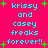 Pixelated cyan text on bright pink background with green starbursts, repeating 'krissy and casey freaks forever!!' in two