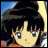 A 48x48 pixel buddy icon featuring a split composition with an anime character on the left and stylized text on the right, displayed as part of a contact sheet.