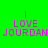 Green background with pink text reading "I LOVE JOURDAN" and light blue rectangular bars in four different positions across the image.