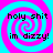 Four identical display a bright cyan and magenta spiral background with black text reading 'holy shit im dizzy!' in pixelated font