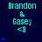 identical pixelated text elements with blue heart symbols, each displaying 'Brandon & Casey <8' in cyan on dark blue background