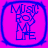 Four identical square icons with rounded corners display "MUSIC FROM MY LIFE" text over a pink background, each bordered by blue lines.