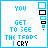 nine pixelated displays variations of the phrase "YOU GET TO SEE THE TEARS I CRY" with altered letterforms and color shifts across blue, black, and white pixels