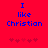 Red background with blue pixelated text "I like Christian" and five red heart symbols below, showing two animation states where hearts shift position.