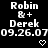 Pixelated white text and symbols on black background with two identical side-by-side layouts featuring names, dates, and heart icons.