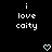 Black background with white pixelated text reading 'i love caity' in two and two white pixelated heart symbols below