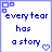 identical blue text icons on white backgrounds, each displaying 'every tear has a story' with a small heart symbol