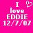 A bright pink background displays white pixelated text reading "I love EDDIE 12/7/07" with a heart symbol replacing the 'o' in 'love', shown in two states where the heart is either solid or outlined.