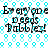 Pixelated text 'Everyone Needs Babblez!' repeated across a cyan and white patterned background with a wavy line detail.