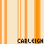 six identical pixelated icons with vertical orange stripes on a light beige background, each displaying the text "CARLEIGH" in black pixelated font