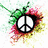 Animated peace symbol with colorful splatter effects and red text reading 'i ben i only he red me back :(' on white background.