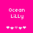 Pixelated text 'Ocean Lilly' on bright pink background with white and pink heart symbols below.