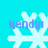 Four identical pixelated snowflakes on a cyan background with the text 'kendyl' overlaid in light purple.