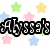 Pixelated text 'Alyssa's' and '9' above 'STAR' on white background with pastel stars, partially cropped.