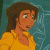 Pixelated cartoon character with brown hair and orange skin wearing a yellow shirt, set against a blue-green background.