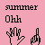 Static pixel art icon with pink background featuring black text and two hand cursor symbols.
