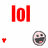 Red 'lol' text above pixelated face icons with mouth open, one showing a small black object near the face.