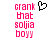 Pixelated pink text 'crank that soljia boy' on white background with black heart symbol above text.