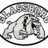 Pixelated grayscale icon with a circular border enclosing stylized text and abstract shapes, appearing as a monochrome logo or emblem.