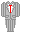 Pixelated gray figure with red 'T' on chest, surrounded by evolving text phrases including "THIS," "THIS SUIT," and "BLACK NOT.".