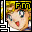 Pixelated anime-style face with yellow hair, red lips, and blue eyes under 'FM' text in a black border.