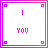 Six square display pixelated text animations in pink and purple hues, each showing sequential variations of 'I LOVE YOU' with evolving letter forms