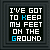 Six identical framed display the text "I'VE GOT TO KEEP MY FEET ON THE GROUND" with varying blue pixel highlights on individual letters