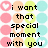 Pixelated text reads 'i want that special moment with you one i want to love FOREVER!!!' over pastel circles and hearts on a white background.