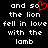Black background with white pixelated text reading "and so the lion fell in love with the lamb" in two , one featuring a red pixelated heart symbol replacing the 'o' in 'so'