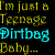 Static pixelated text icon with yellow and cyan lettering on black background, displaying four lines of stylized text.